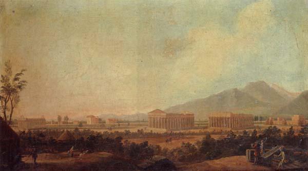 unknow artist A view of paestum,with grand tourists in the foreground oil painting picture